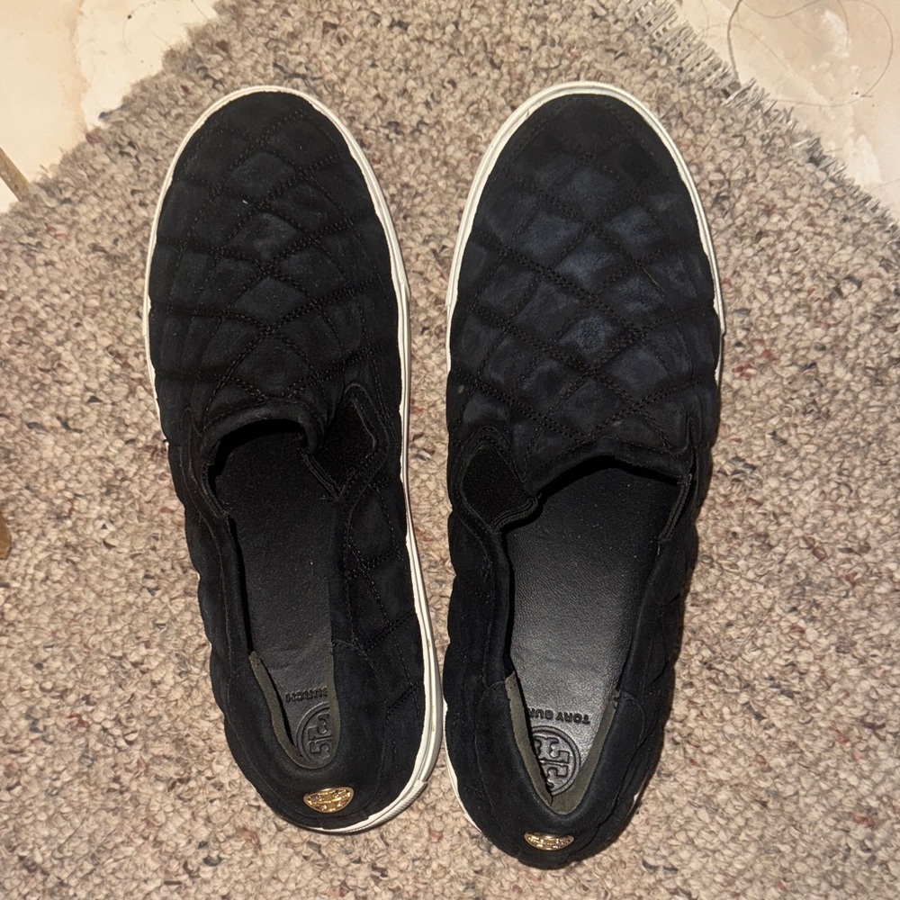 Tory Burch Black Quilted Slip-On Sneakers